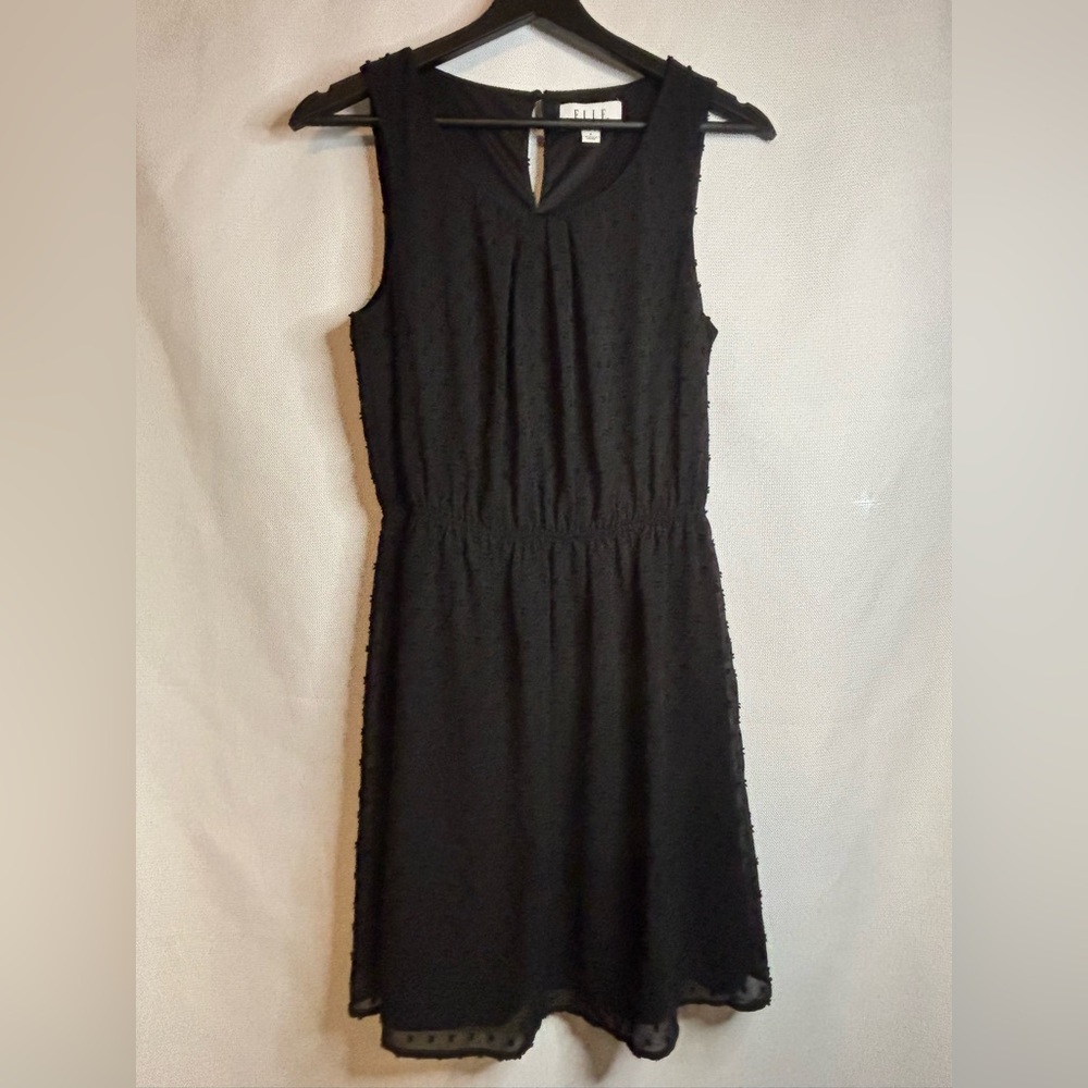 Elle Black Dress w/ Embroidered Polka Dots